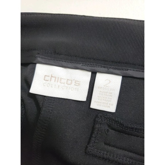 Chicos Collecton ~Woman Size 2(L)~ Black Straight Leg Designer Pants Stretch. - Picture 5 of 16